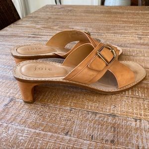 JOIE Light Brown Leather Sandals Side Buckle 38.5